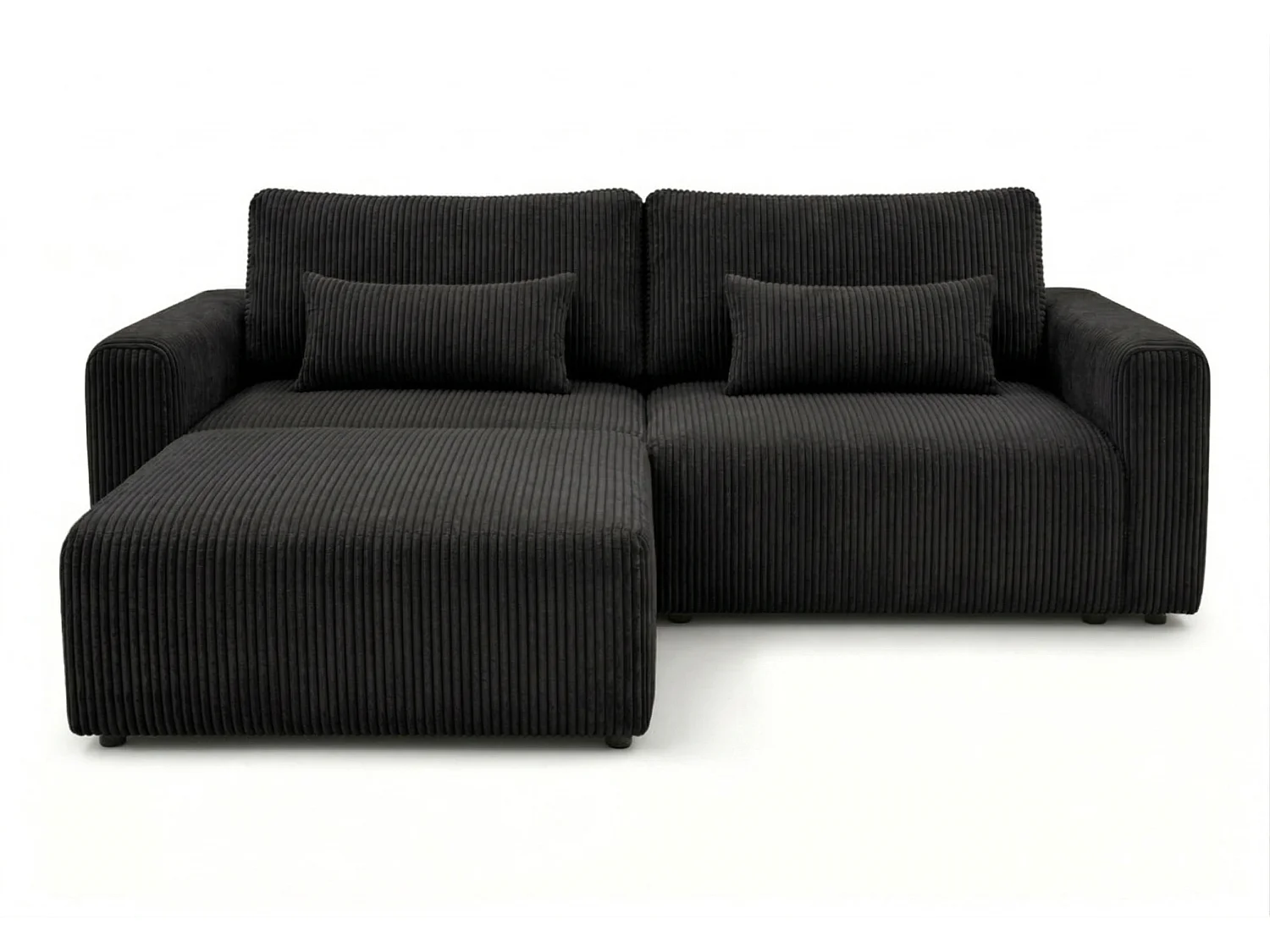 Canapé d’angle convertible BOND 2-en-1 230x150 cm, en tissu POSO 135 noir