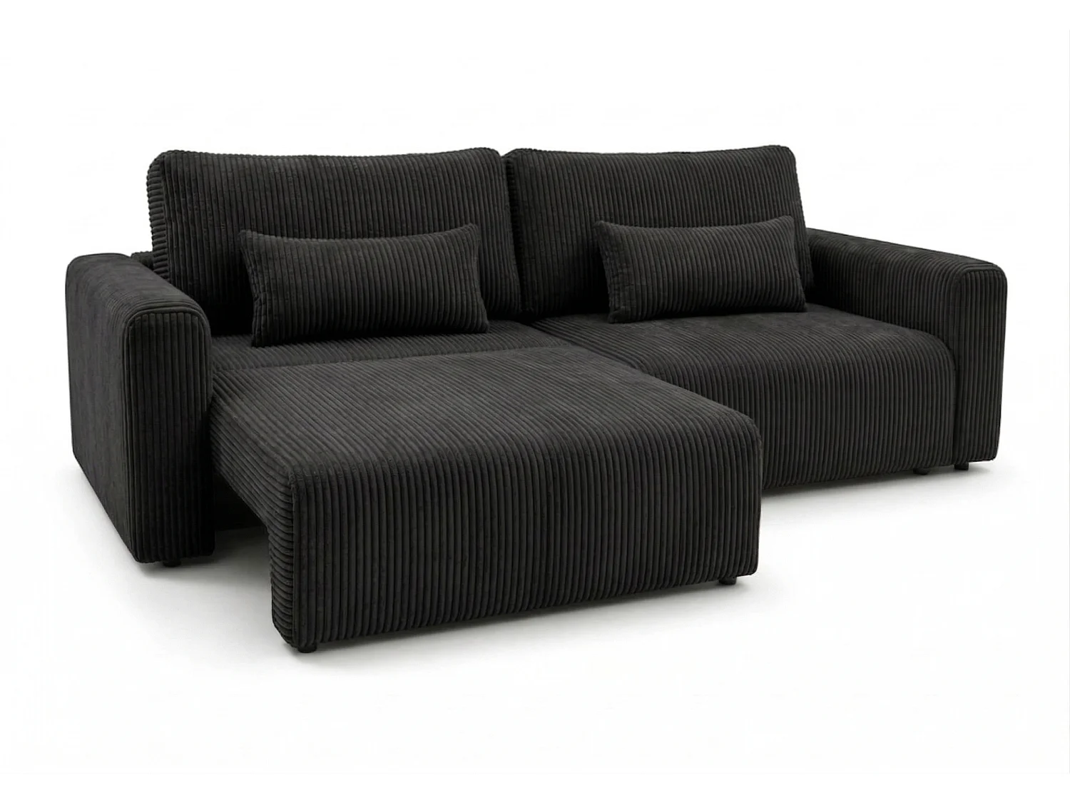Canapé d’angle convertible BOND 2-en-1 230x150 cm, en tissu POSO 135 noir