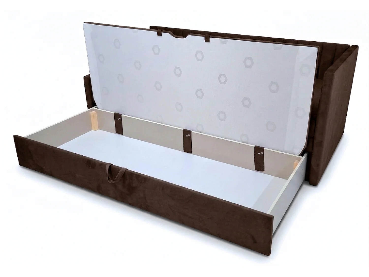 Łóżko dzienne wysuwane 2x90x200cm w tkaninie MANILA 4 brązowej