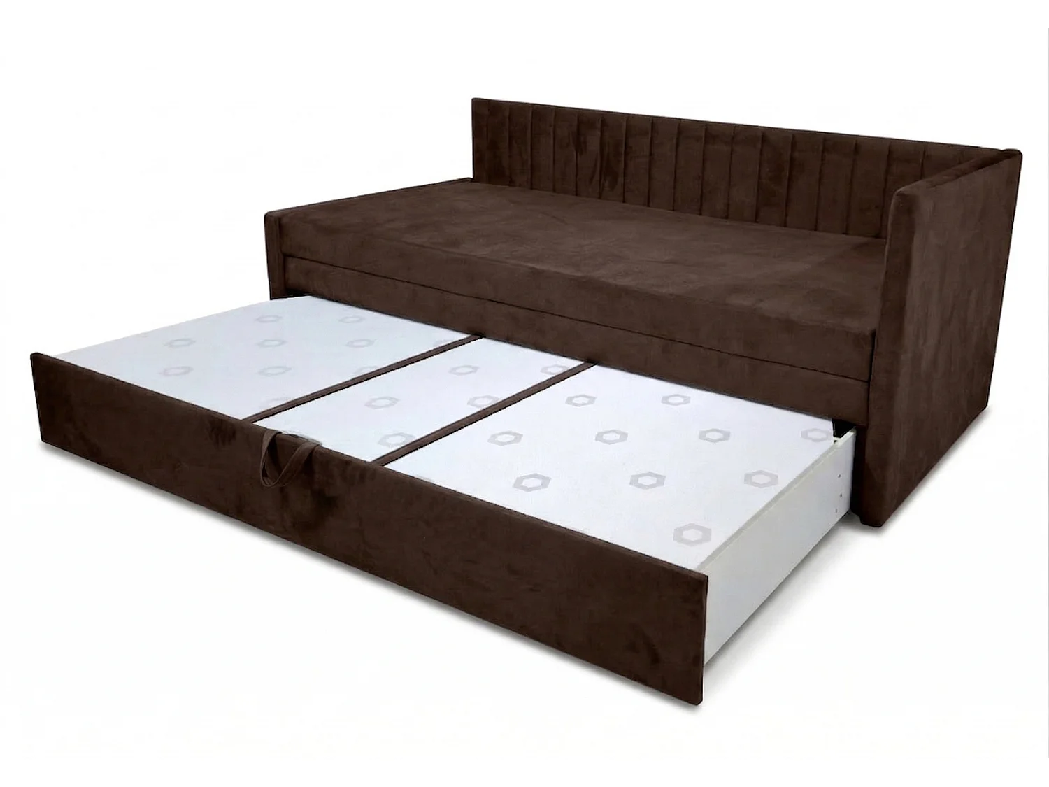 Łóżko dzienne wysuwane 2x90x200cm w tkaninie MANILA 4 brązowej