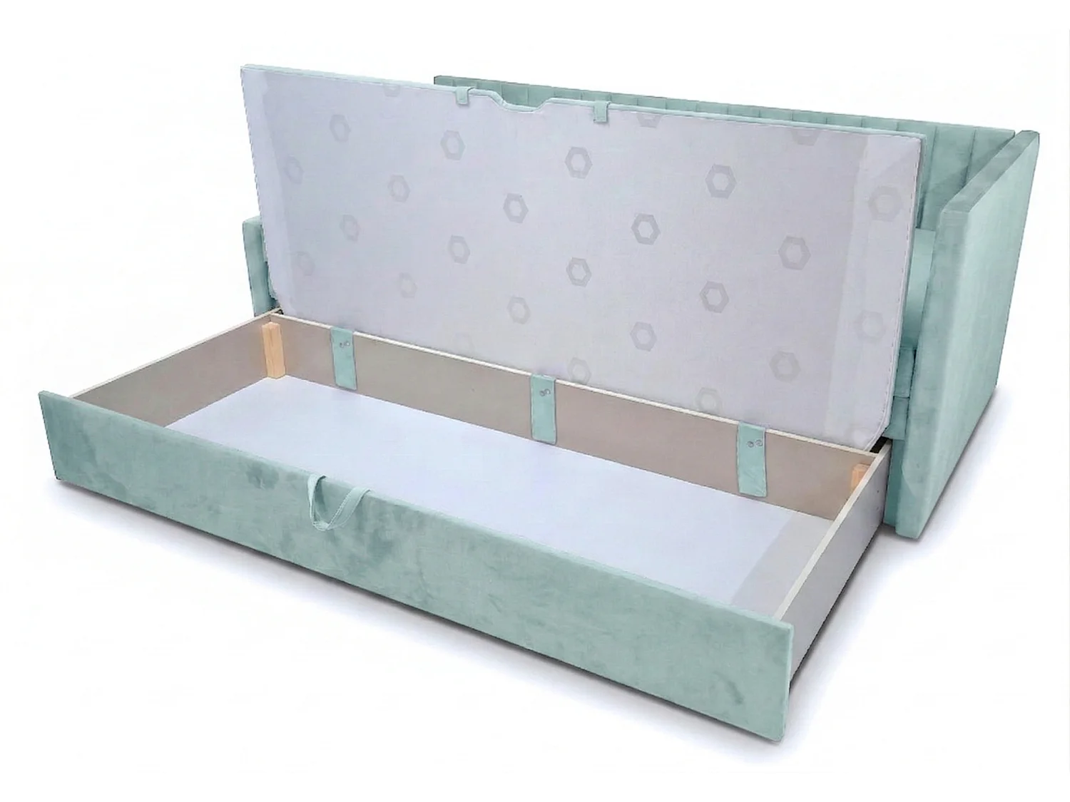 Łóżko dzienne wysuwane 2x90x200cm w tkaninie MANILA 11 jasnoniebieskiej