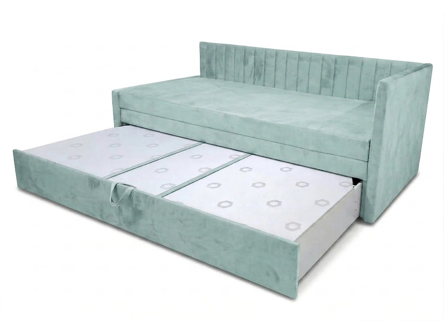 Łóżko dzienne wysuwane 2x90x200cm w tkaninie MANILA 11 jasnoniebieskiej