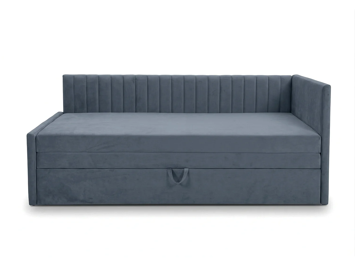 Łóżko dzienne wysuwane 2x90x200cm w tkaninie MANILA 25 ciemnoniebieskiej