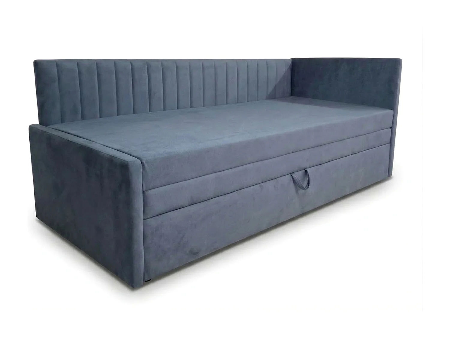 Łóżko dzienne wysuwane 2x90x200cm w tkaninie MANILA 25 ciemnoniebieskiej