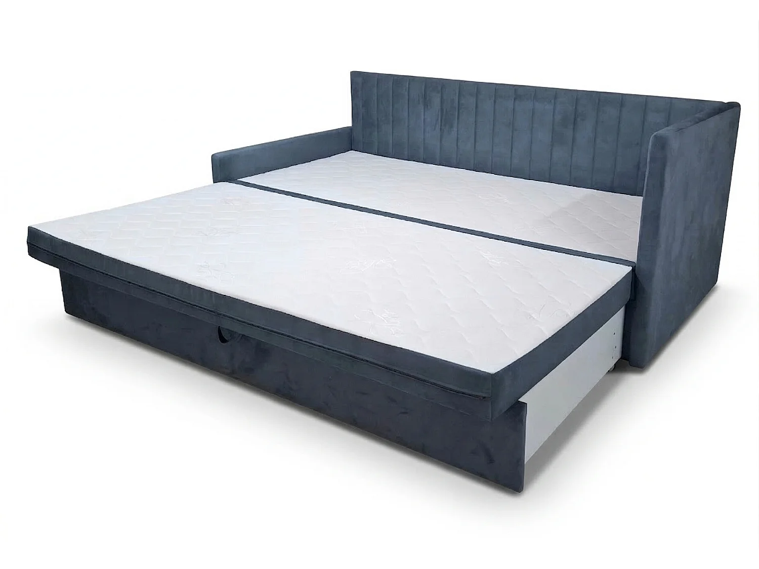Łóżko dzienne wysuwane 2x90x200cm w tkaninie MANILA 25 ciemnoniebieskiej