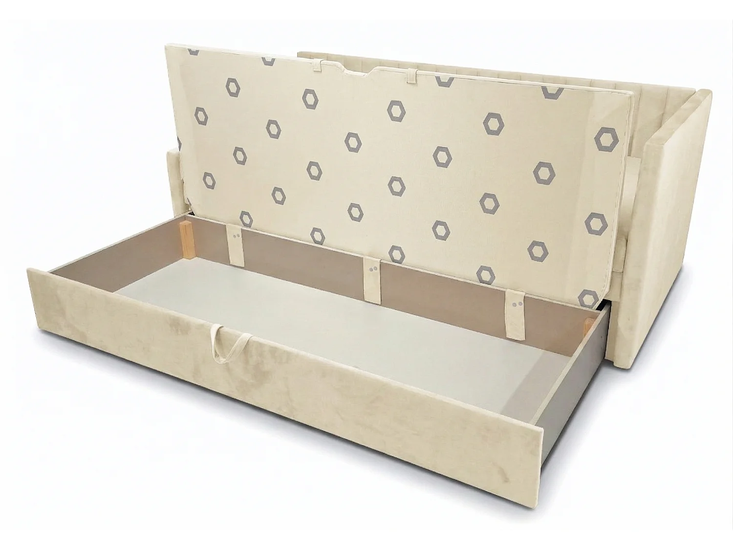 Łóżko dzienne wysuwane 2x90x200cm w tkaninie MANILA 1 kremowej