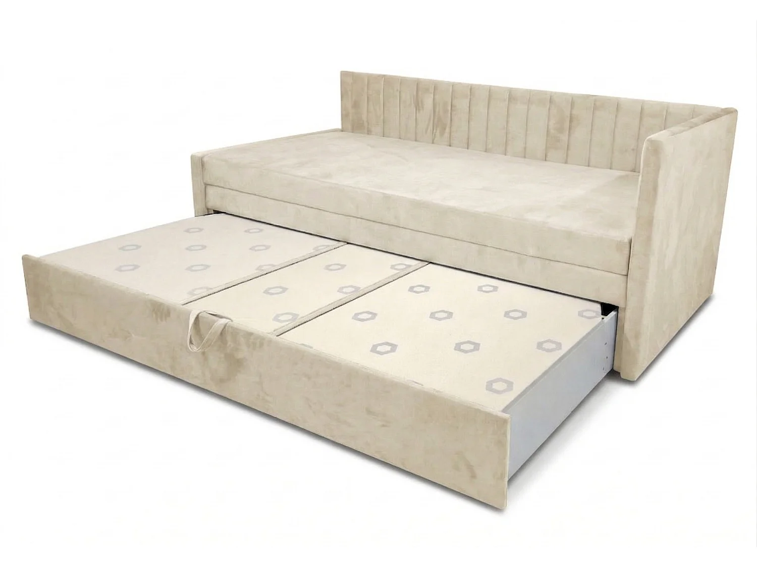 Łóżko dzienne wysuwane 2x90x200cm w tkaninie MANILA 1 kremowej