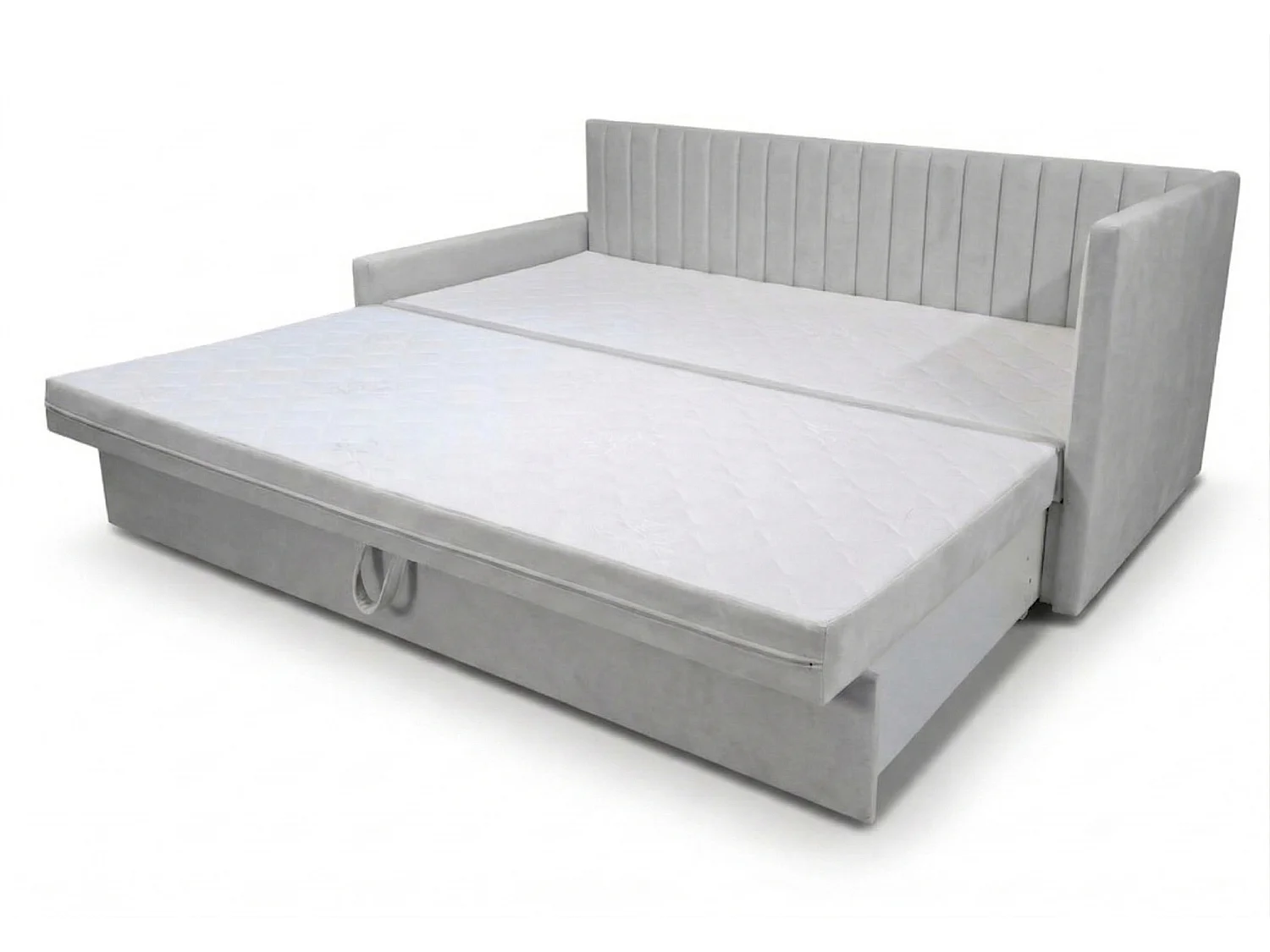 Łóżko dzienne wysuwane 2x90x200cm w tkaninie MANILA 14 jasnoszarej