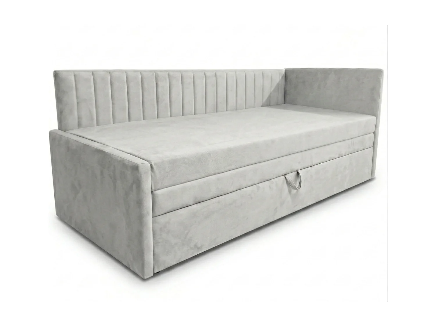 Łóżko dzienne wysuwane 2x90x200cm w tkaninie MANILA 14 jasnoszarej