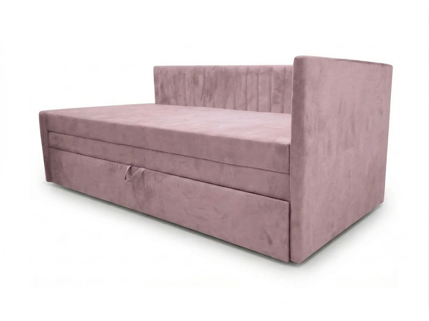 Lit de jour gigogne 2x90x200 cm en tissu MANILA 9 rose