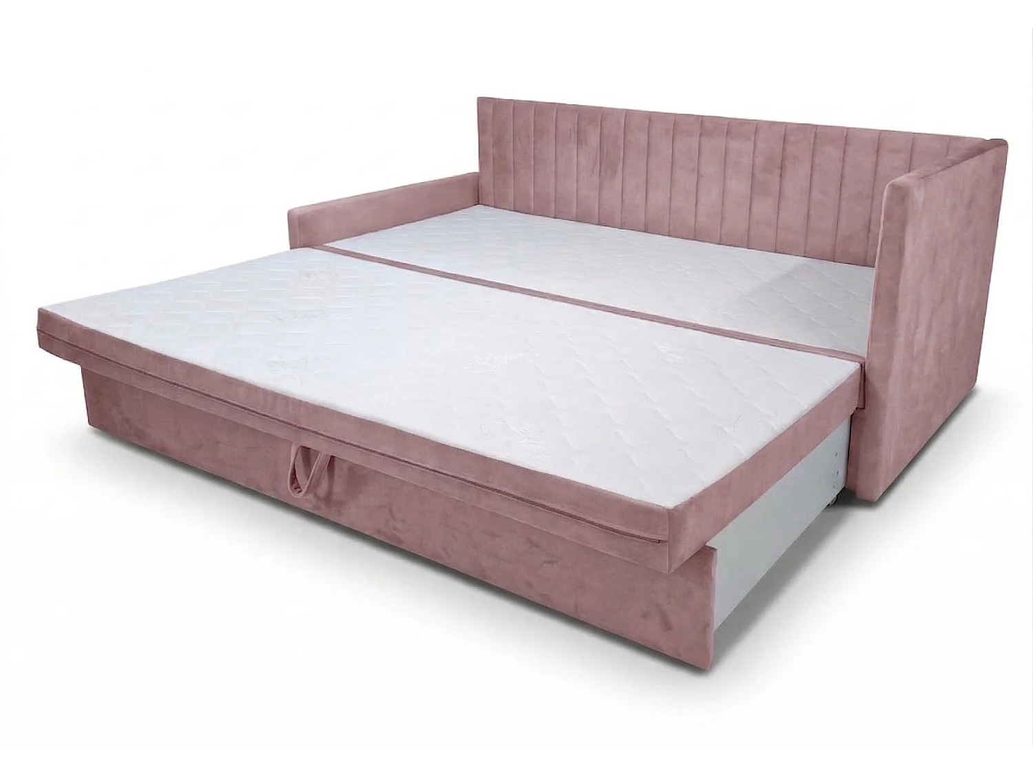 Lit de jour gigogne 2x90x200 cm en tissu MANILA 9 rose