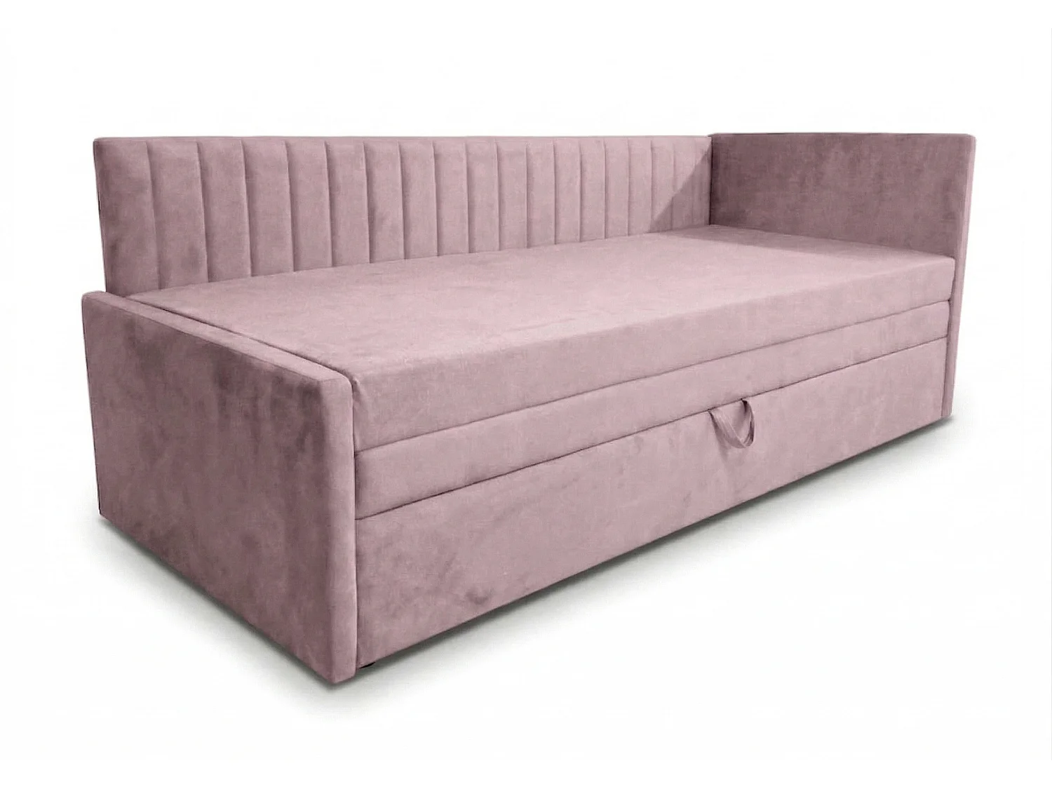 Lit de jour gigogne 2x90x200 cm en tissu MANILA 9 rose