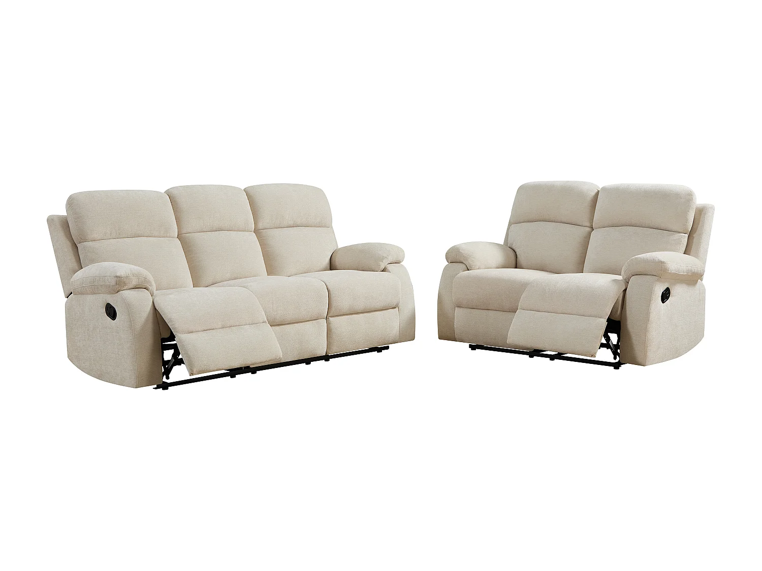 Canapé 3 places et 2 places relax en tissu texturé beige TOLZANO