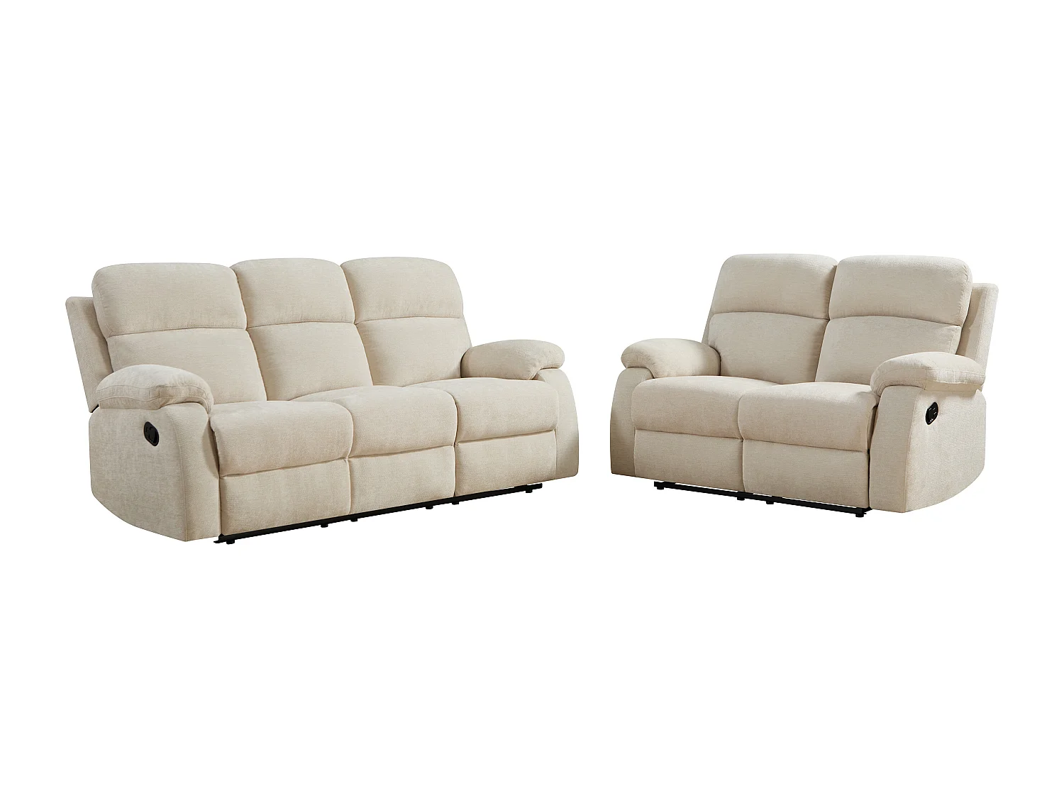 Canapé 3 places et 2 places relax en tissu texturé beige TOLZANO