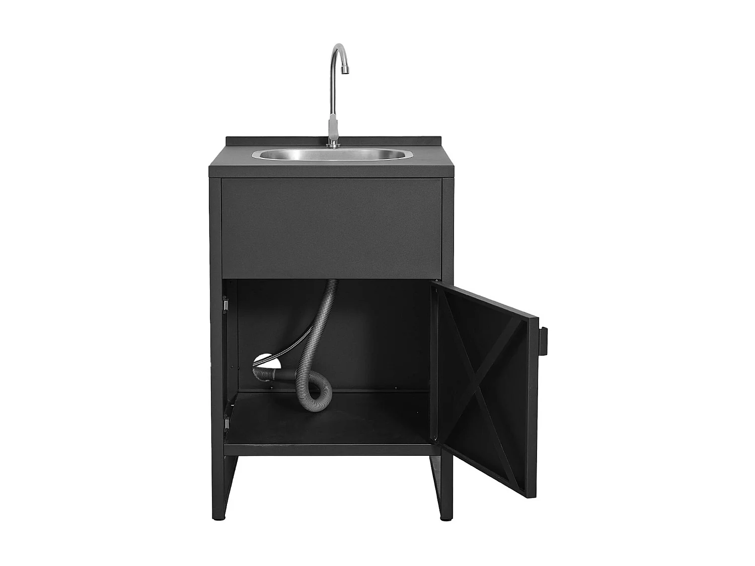 Cuisine extérieure 3 modules acier inoxydable avec barbecue gaz 4 brûleurs noir - Kea