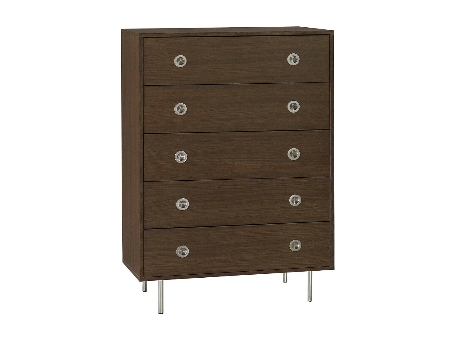 Cassettiera vintage decorata in legno e acciaio inossidabile, 5