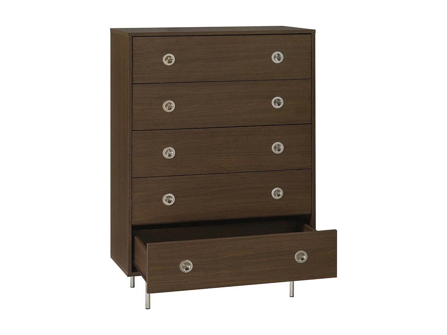 Cassettiera vintage decorata in legno e acciaio inossidabile, 5