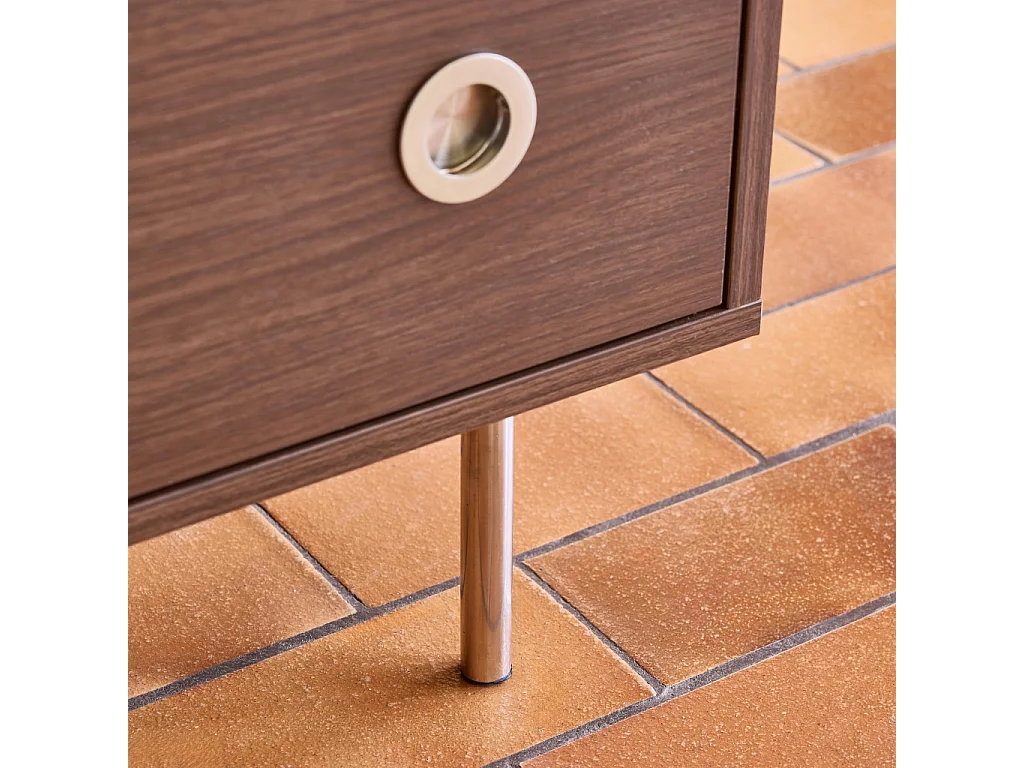 Cómoda vintage decorativa de madera y acero inoxidable, con 6 cajones