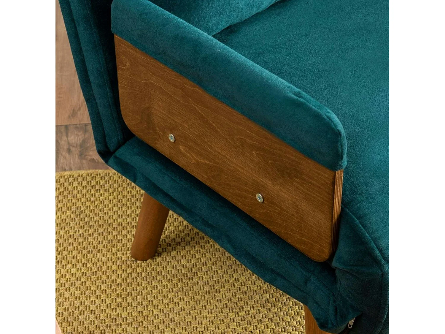 Canapé-lit d'appoint en velours bleu lagon, 2 places LOJA