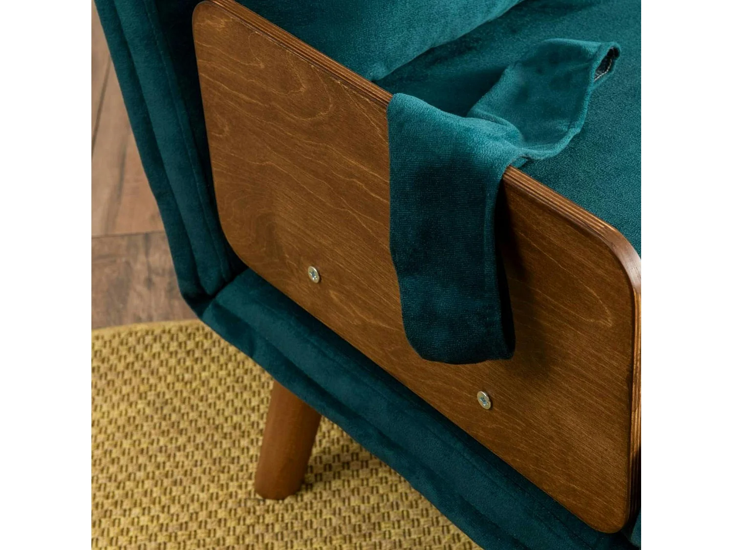 Canapé-lit d'appoint en velours bleu lagon, 2 places LOJA