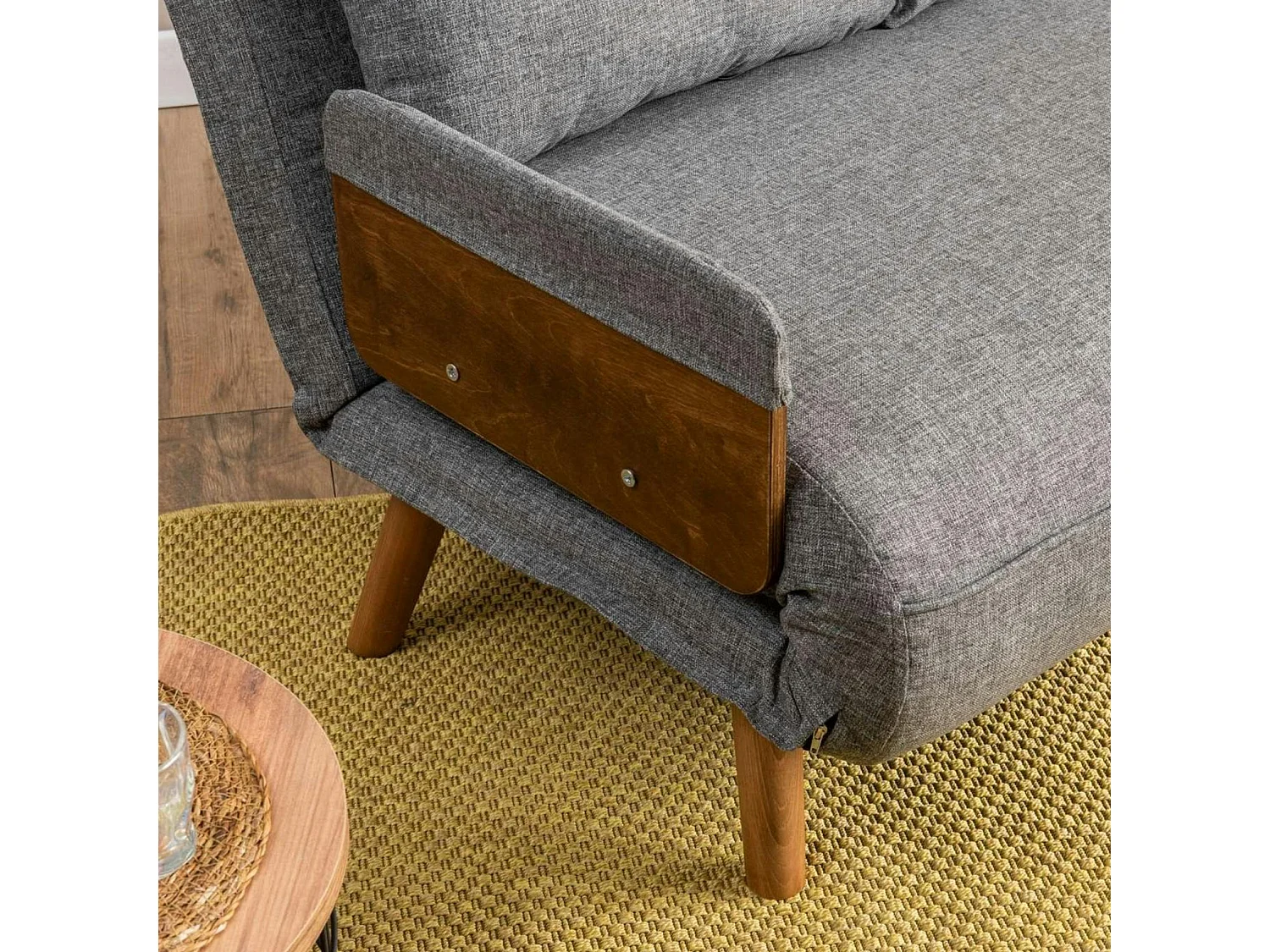 Canapé-lit d'appoint en tissu gris chiné, 2 places LOJA