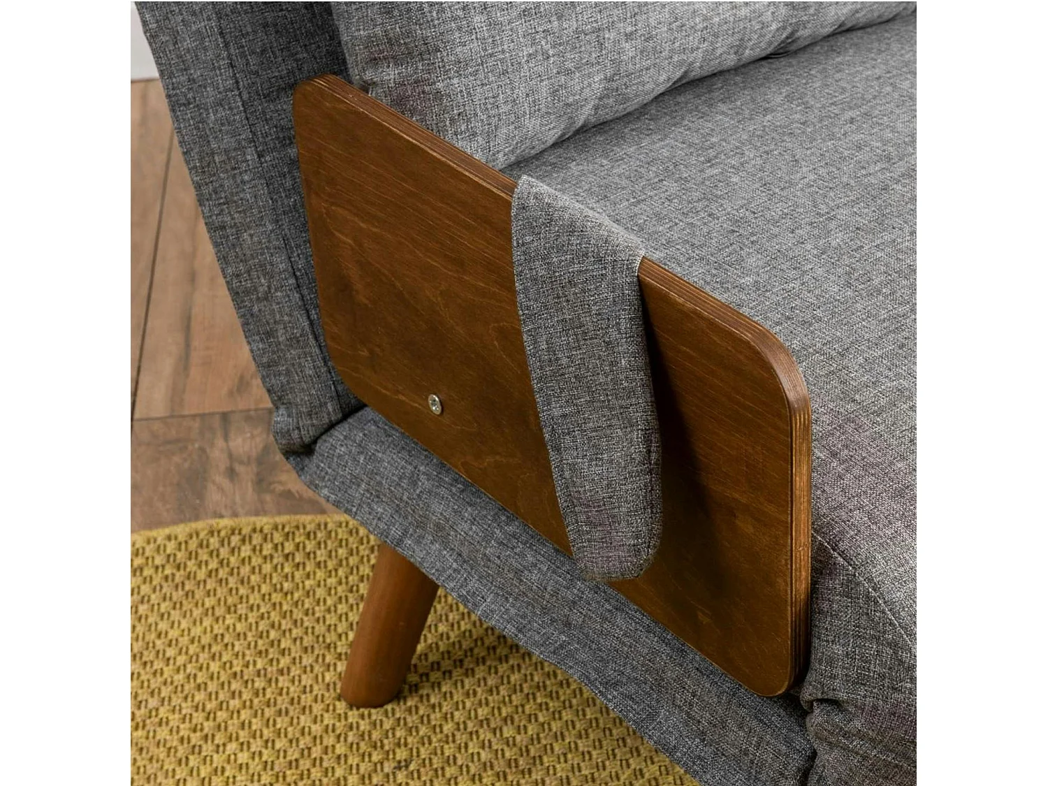 Canapé-lit d'appoint en tissu gris chiné, 2 places LOJA