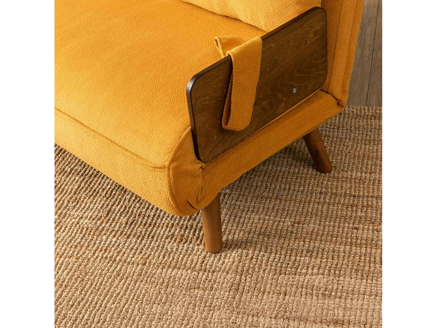 Canapé-lit d'appoint en velours moutarde, 2 places LOJA