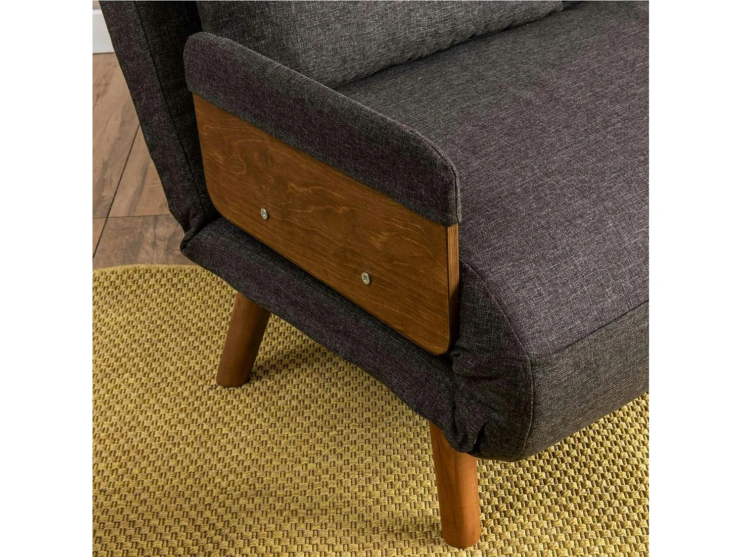 Canapé-lit d'appoint en tissu anthracite, 2 places LOJA