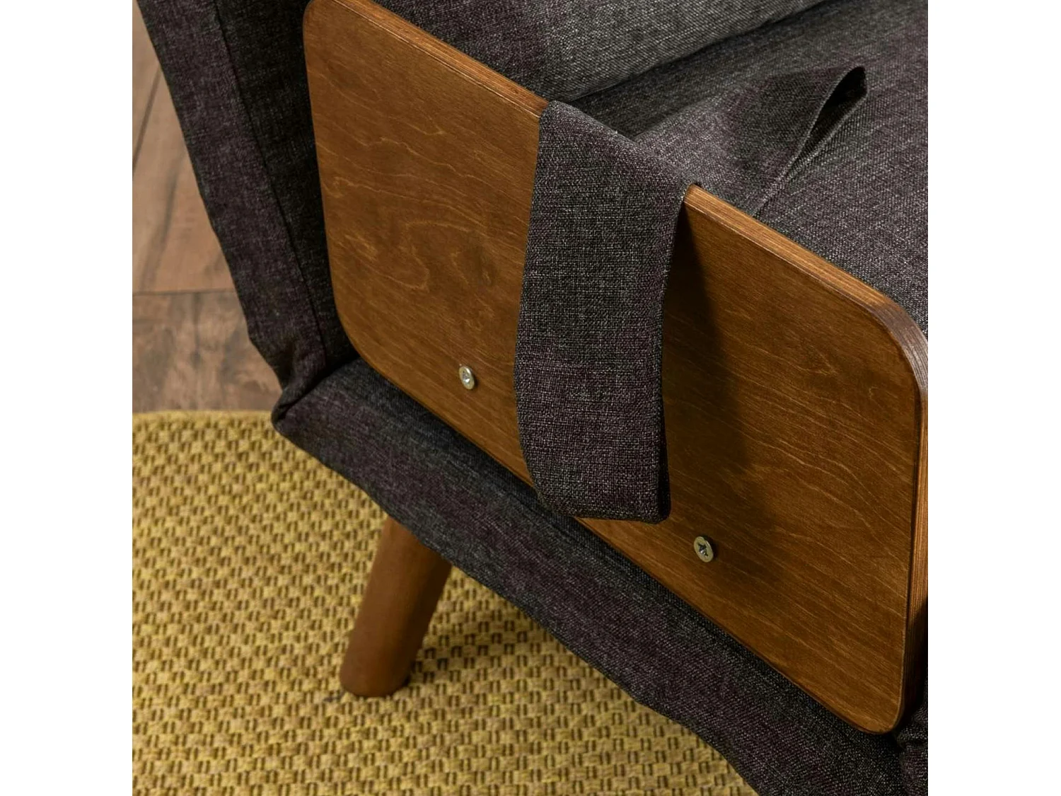 Canapé-lit d'appoint en tissu anthracite, 2 places LOJA