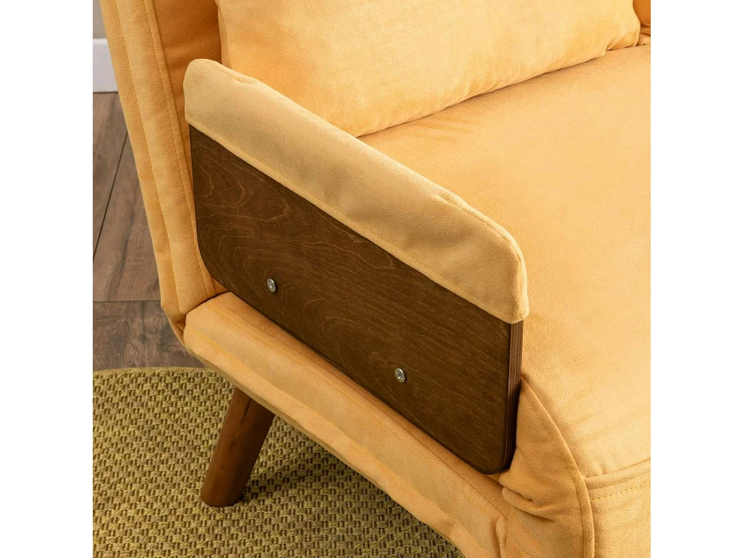 Canapé-lit d'appoint en velours jaune, 2 places LOJA