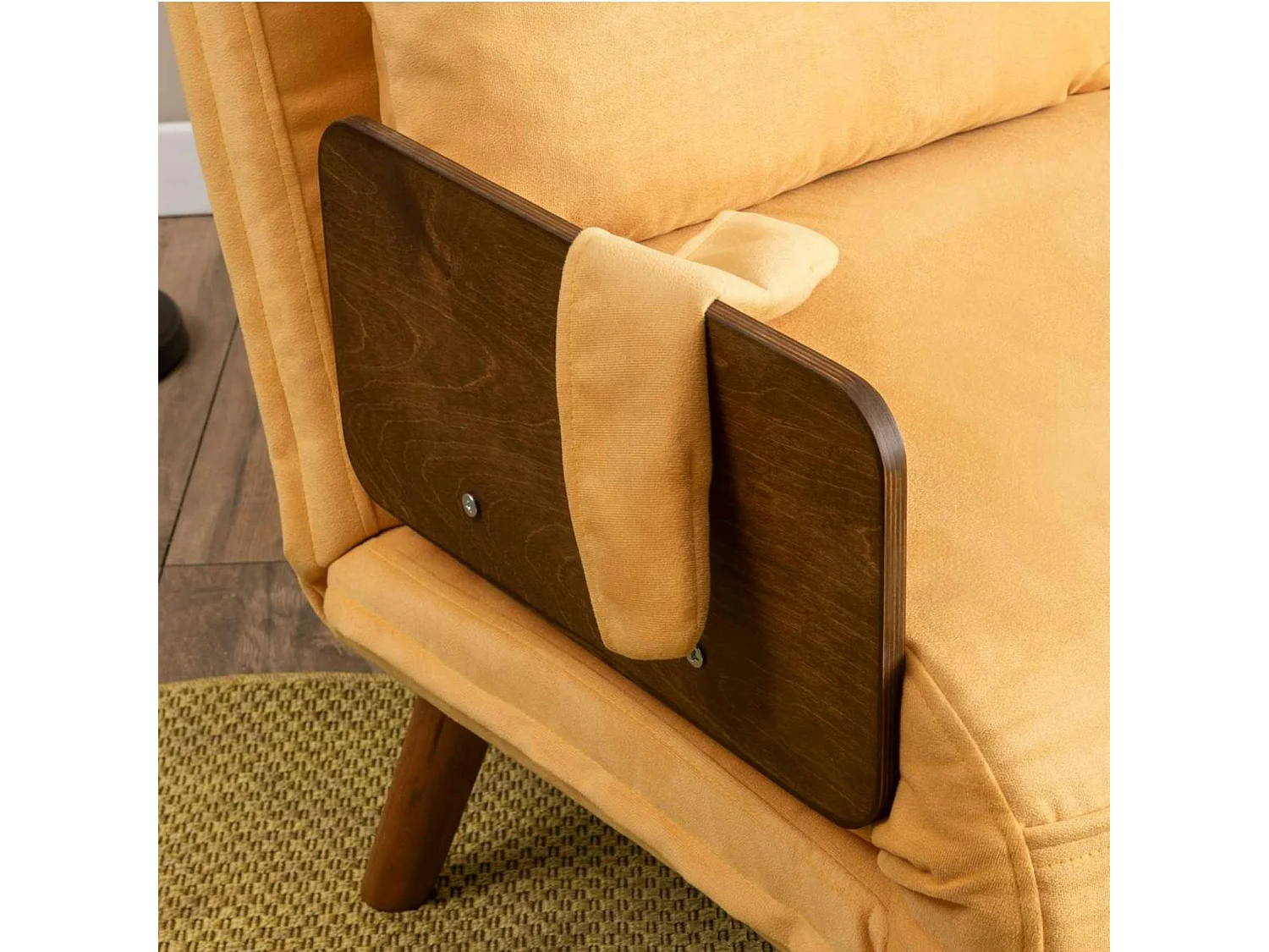 Canapé-lit d'appoint en velours jaune, 2 places LOJA