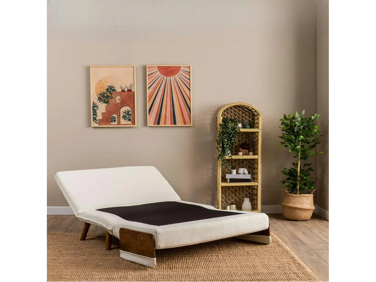 Canapé-lit d'appoint en bouclette blanche, 2 places LOJA