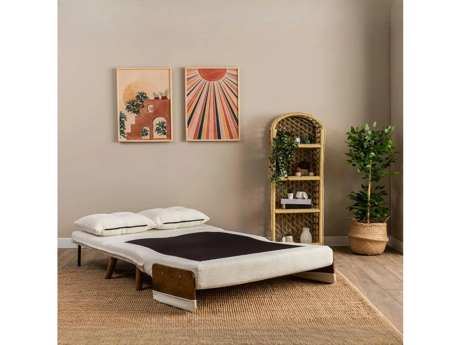 Canapé-lit d'appoint en bouclette blanche, 2 places LOJA