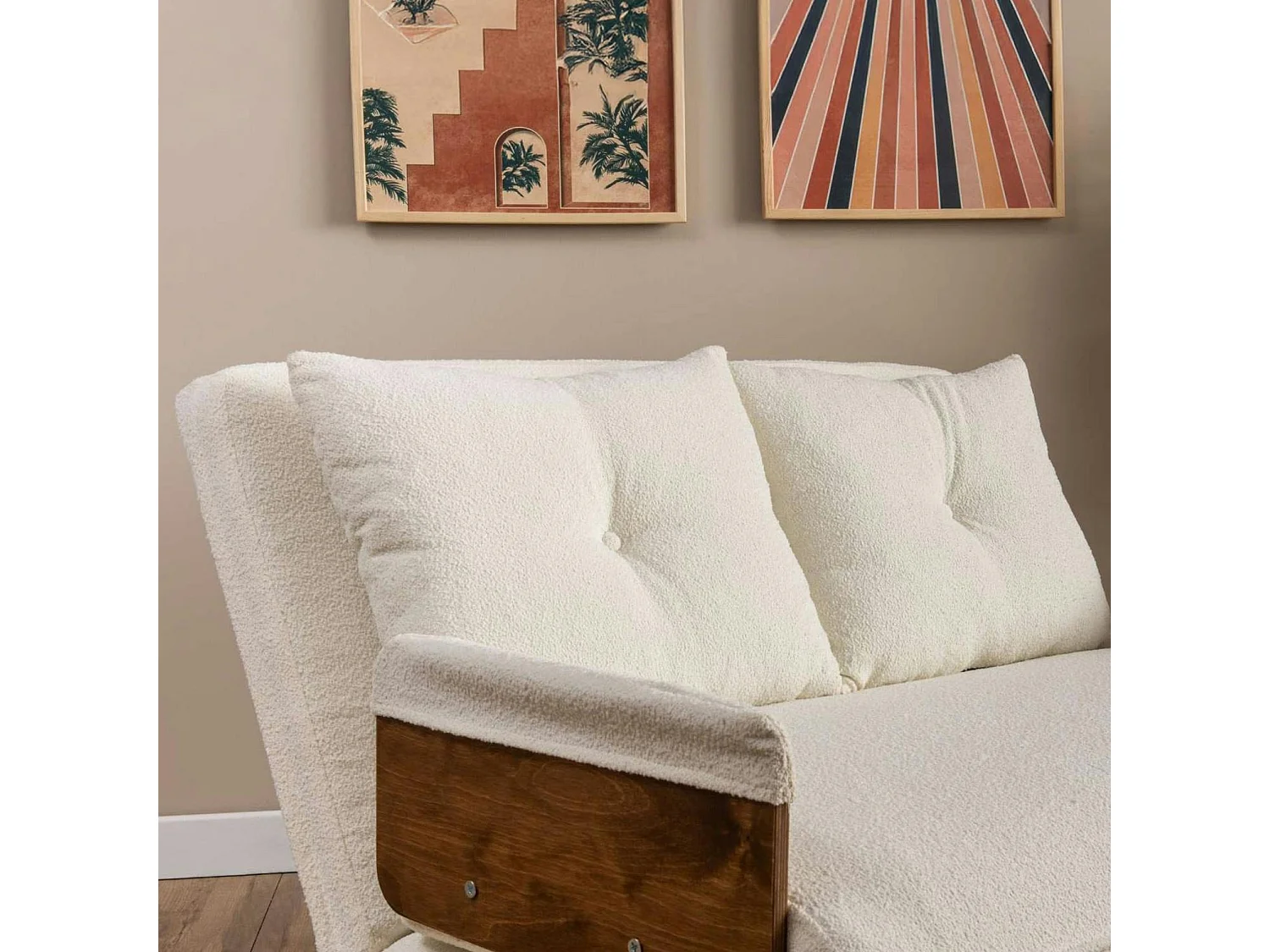 Canapé-lit d'appoint en bouclette blanche, 2 places LOJA