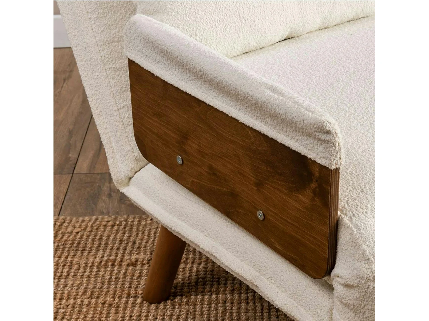 Canapé-lit d'appoint en bouclette blanche, 2 places LOJA