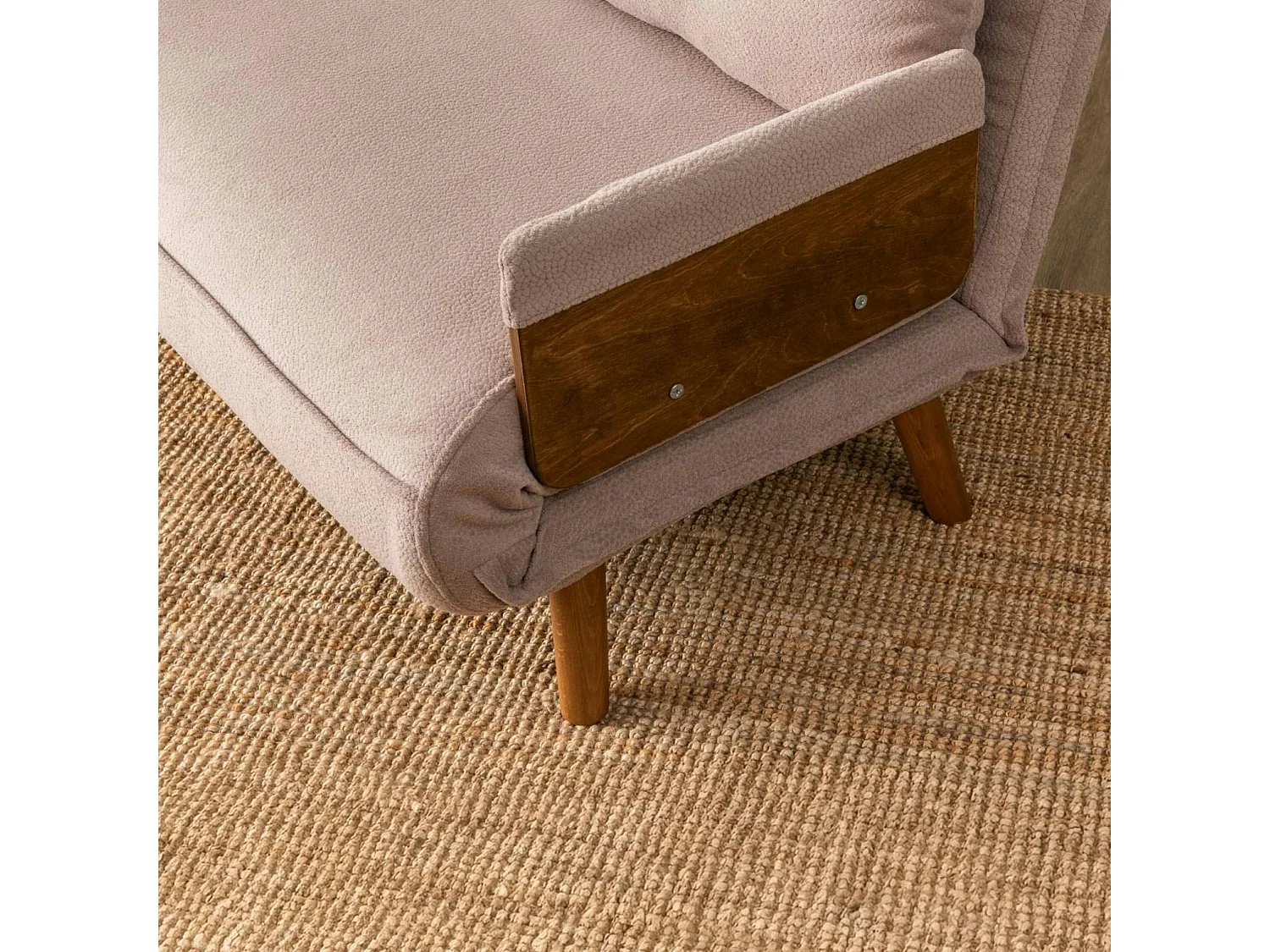 Canapé-lit d'appoint en velours rose, 2 places LOJA