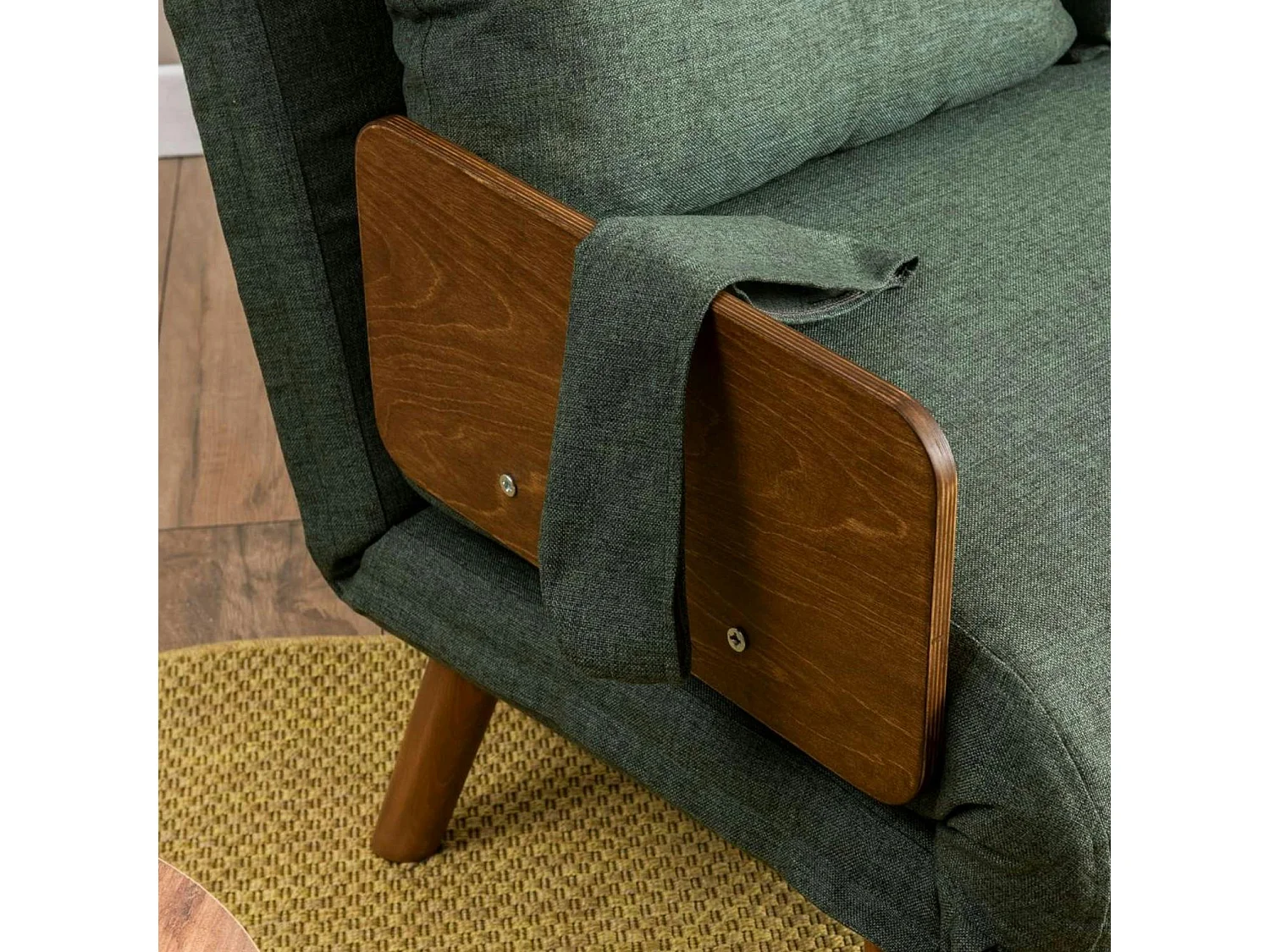 Canapé-lit d'appoint en tissu vert sapin, 2 places LOJA