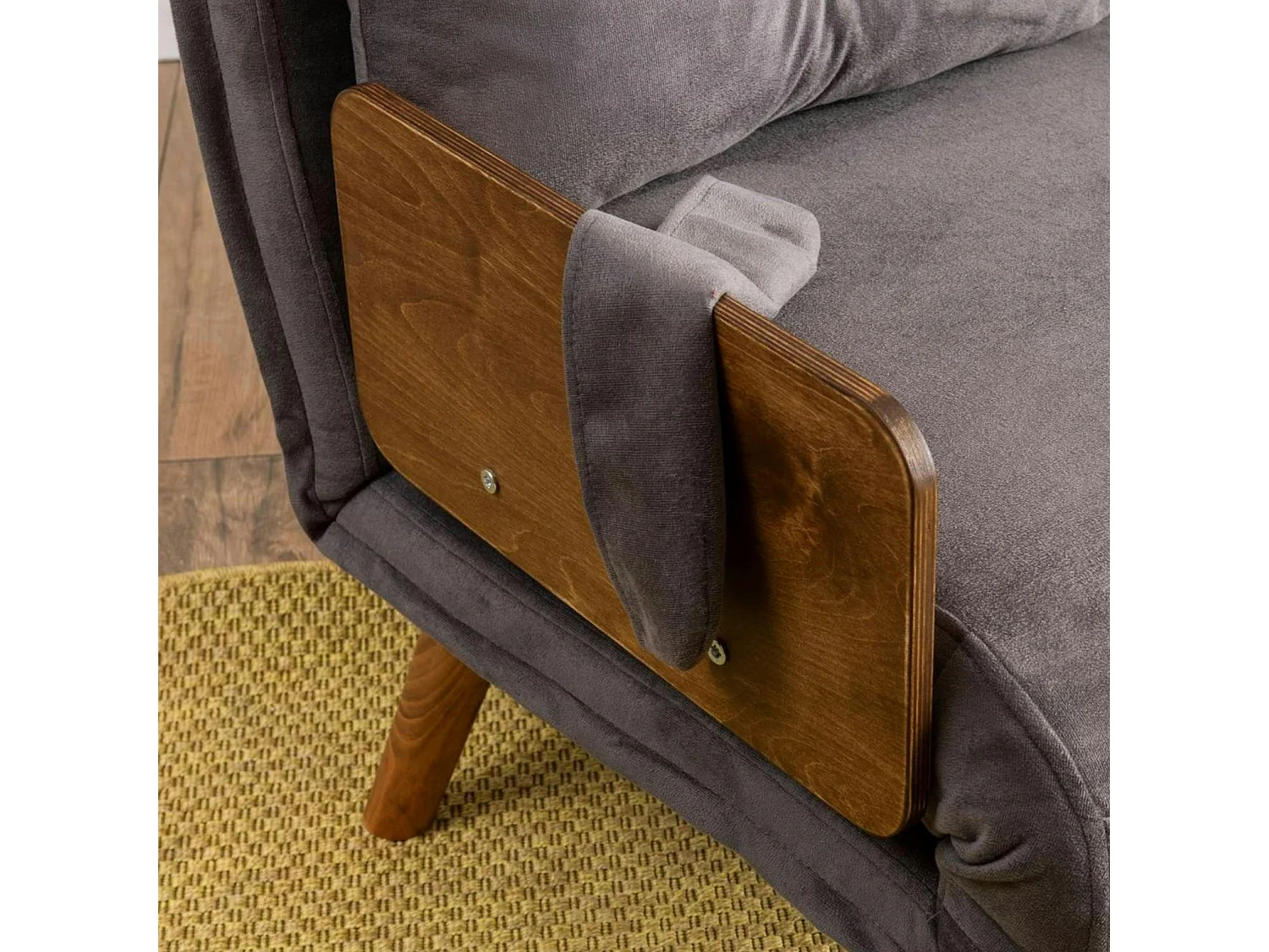 Canapé-lit d'appoint en velours gris, 2 places LOJA