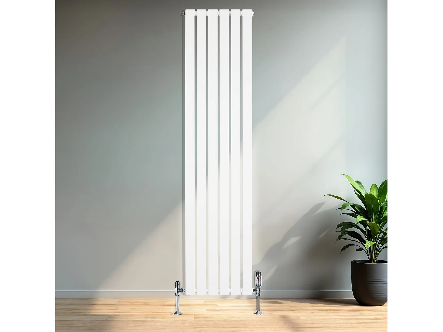 Radiador Plano Coluna Única 1800x420 mm - Branco, Aço Carbono 1,5 mm, 1059W, Alta Eficiência, Válvulas Termostáticas Incluídas, Fácil Instalação e Durável