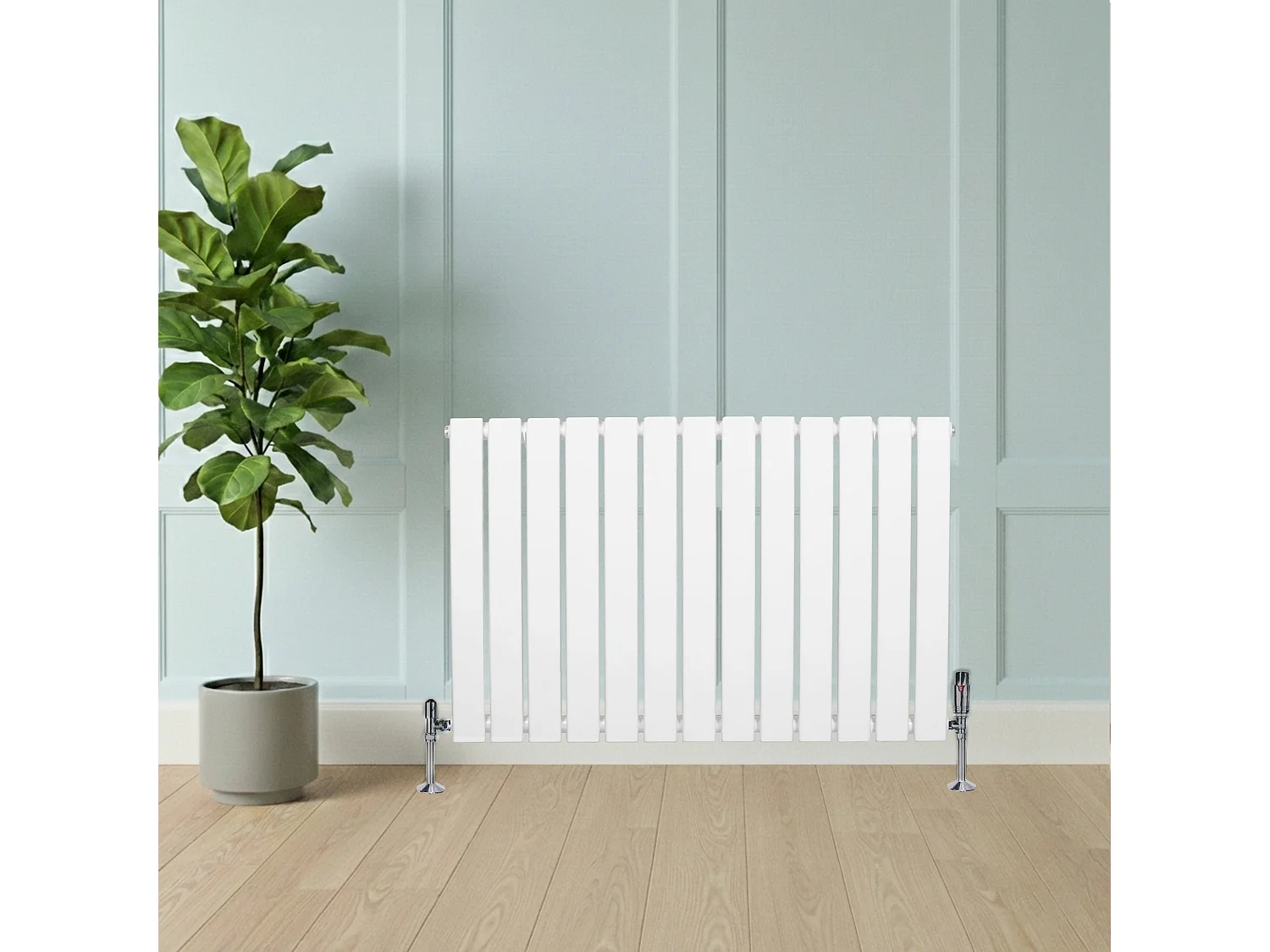 Radiatore Orizzontale 600 x 910 mm con Valvole TRV Bianco