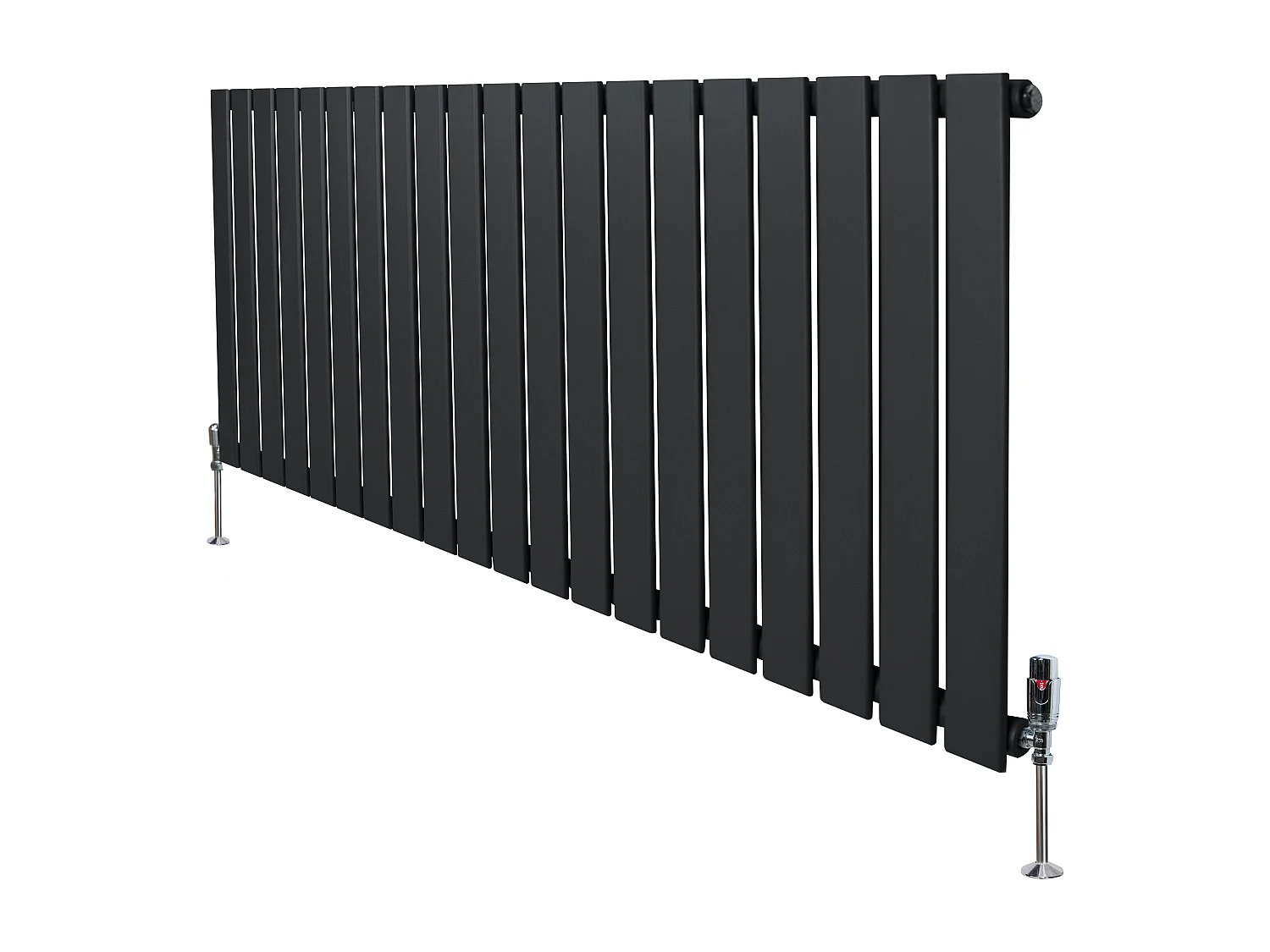 Radiador Plano Coluna Única 600x1400 mm - Cinza Antracite, Aço Carbono 1,5 mm, 1270W, Alta Eficiência, Válvulas Termostáticas Incluídas, Fácil Instalação e Durável