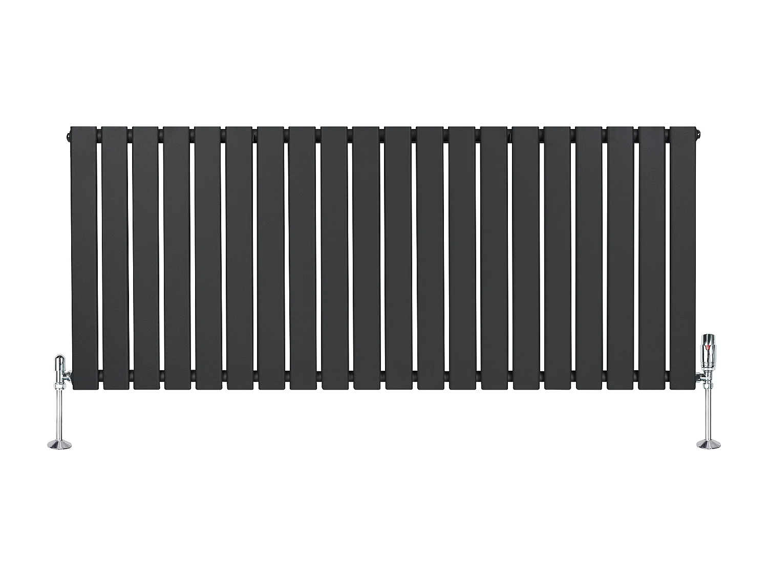 Radiador Plano Coluna Única 600x1400 mm - Cinza Antracite, Aço Carbono 1,5 mm, 1270W, Alta Eficiência, Válvulas Termostáticas Incluídas, Fácil Instalação e Durável