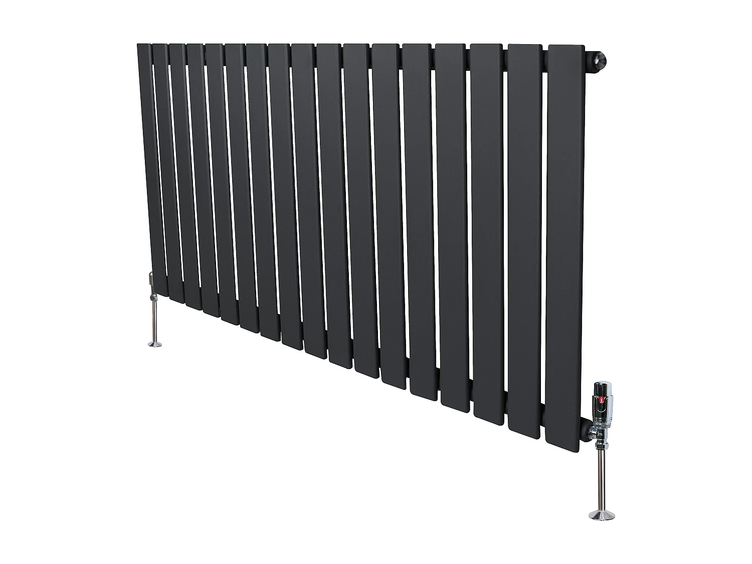 Radiador Plano Coluna Única 600x1190 mm - Cinza Antracite, Aço Carbono 1,5 mm, 1080W, Alta Eficiência, Válvulas Termostáticas Incluídas, Fácil Instalação e Durável