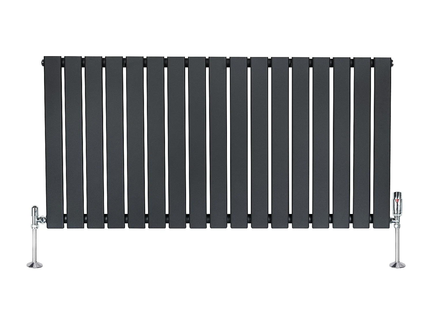 Radiador Plano Coluna Única 600x1190 mm - Cinza Antracite, Aço Carbono 1,5 mm, 1080W, Alta Eficiência, Válvulas Termostáticas Incluídas, Fácil Instalação e Durável