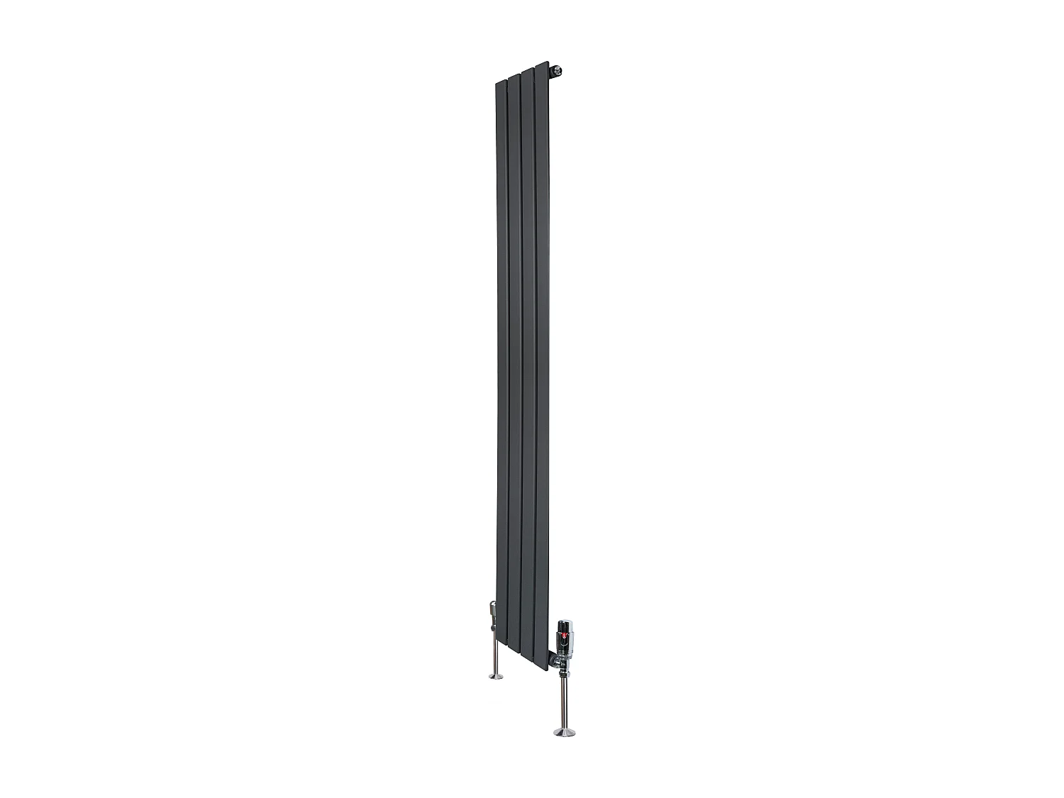 Radiador Plano Coluna Única 1600x280 mm - Cinza Antracite, Aço Carbono 1,5 mm, 627W, Alta Eficiência, Válvulas Termostáticas Incluídas, Fácil Instalação e Durável