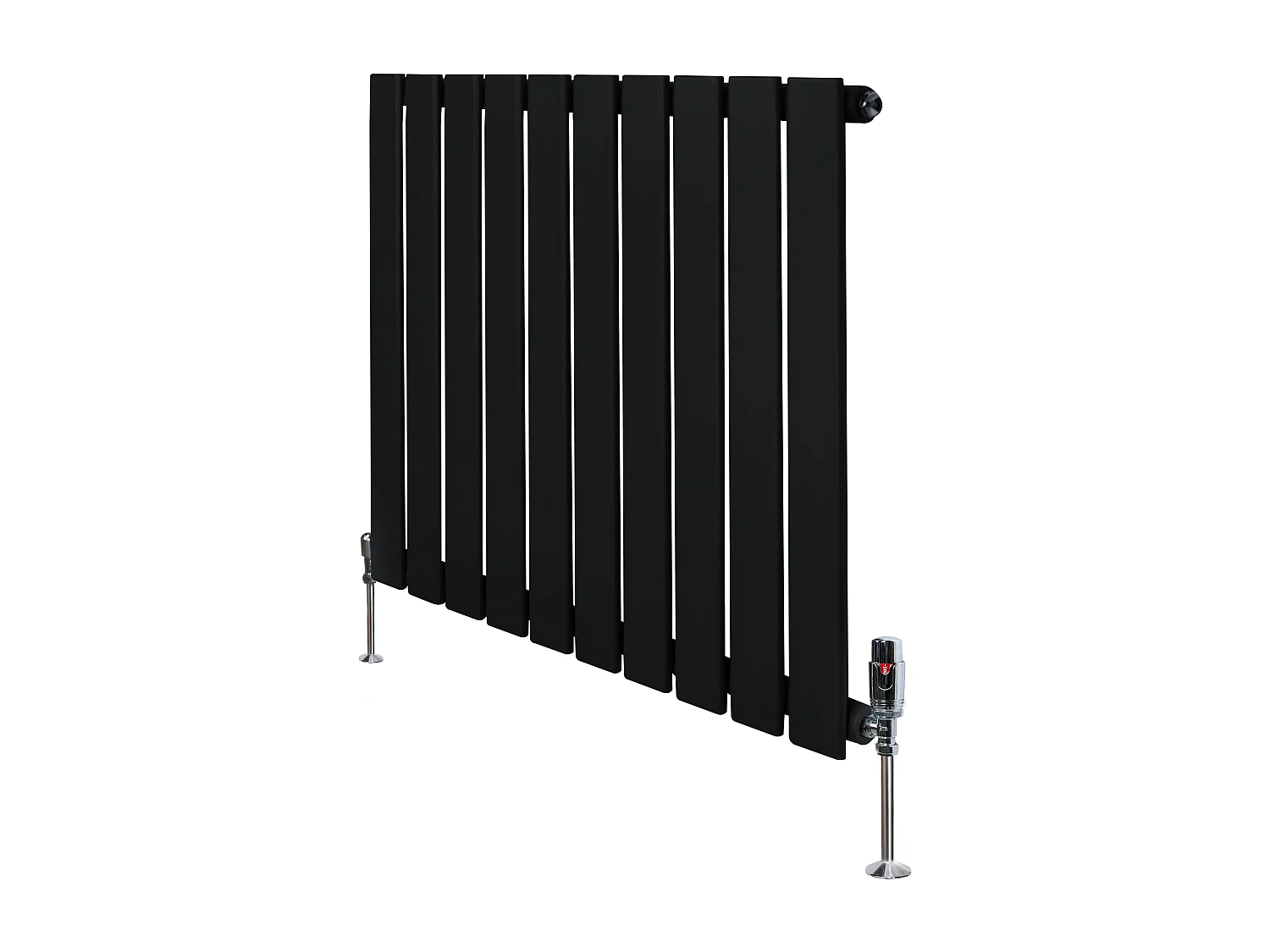 Radiador Plano Coluna Única 600x700 mm - Preto, Aço Carbono 1,5 mm, 635 W, Alta Eficiência, Válvulas Termostáticas Incluídas, Fácil Instalação e Durável