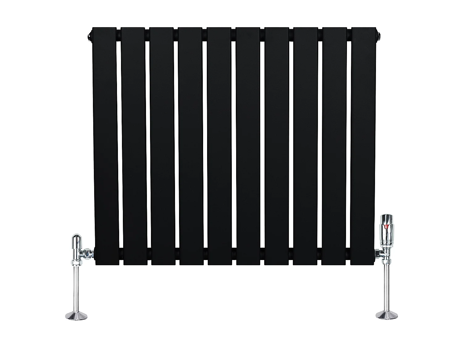 Radiador Plano Coluna Única 600x700 mm - Preto, Aço Carbono 1,5 mm, 635 W, Alta Eficiência, Válvulas Termostáticas Incluídas, Fácil Instalação e Durável