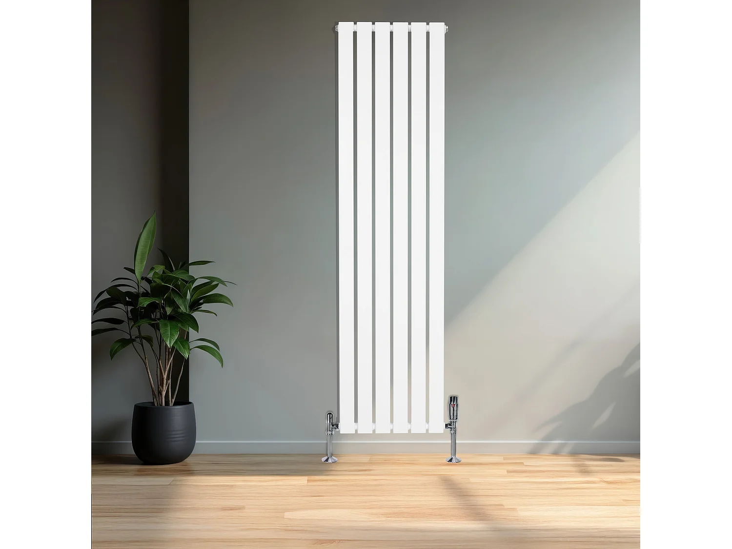 Radiador Plano Coluna Única 1600x420 mm - Branco, Aço Carbono 1,5 mm, 941W, Alta Eficiência, Válvulas Termostáticas Incluídas, Fácil Instalação e Durável