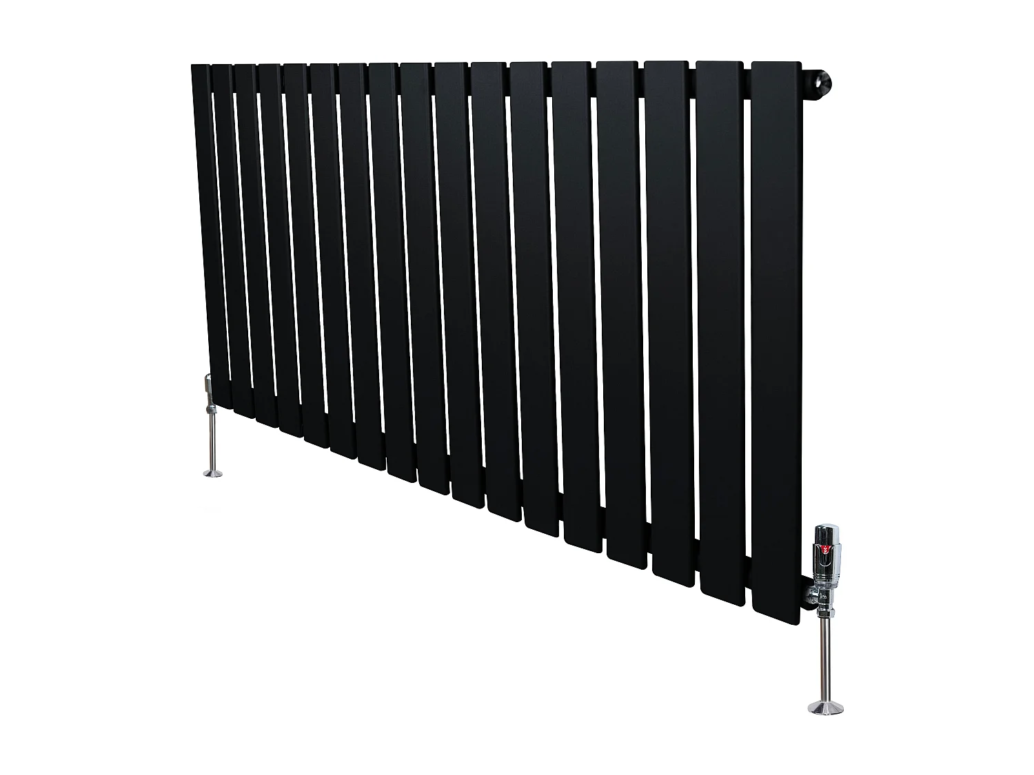 Radiador Plano Coluna Única 600x1190 mm - Preto, Aço Carbono 1,5 mm, 1080W, Alta Eficiência, Válvulas Termostáticas Incluídas, Fácil Instalação e Durável