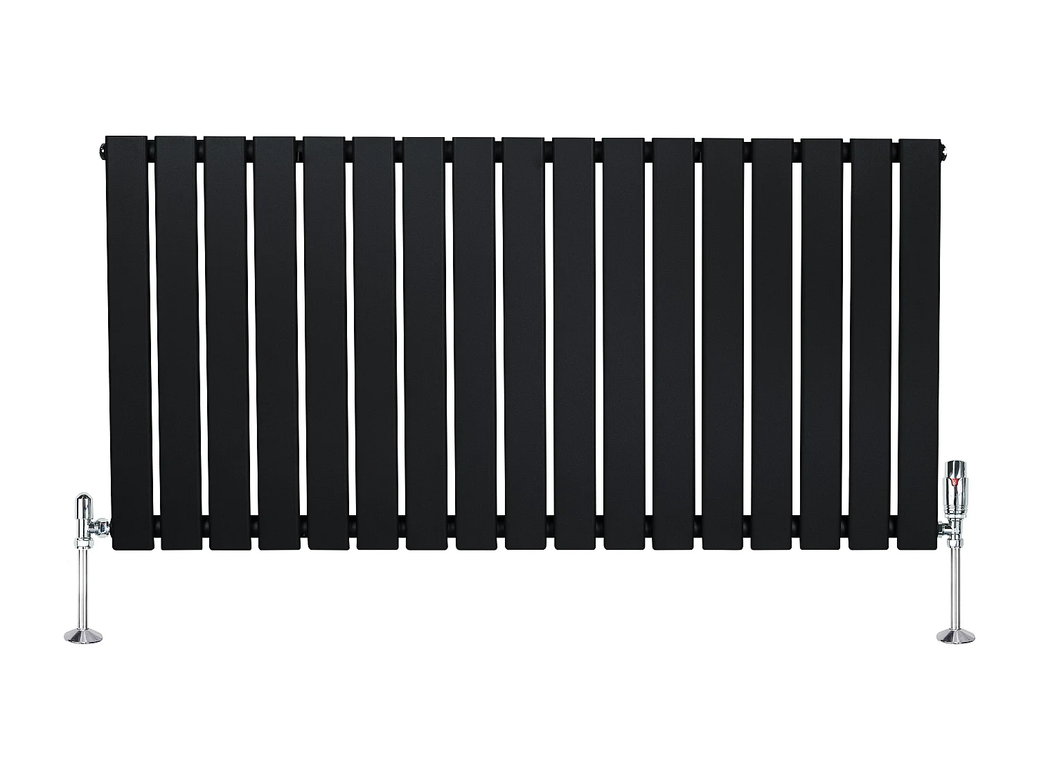 Radiador Plano Coluna Única 600x1190 mm - Preto, Aço Carbono 1,5 mm, 1080W, Alta Eficiência, Válvulas Termostáticas Incluídas, Fácil Instalação e Durável